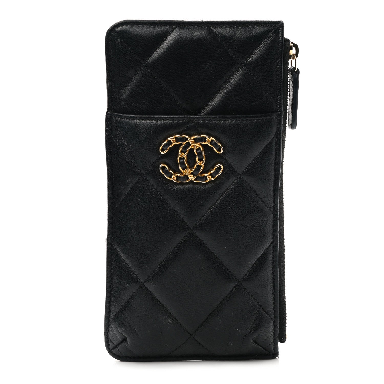 Chanel Lambskin Quilted Chanel 19 Phone and Card Holder Black 1 of 12