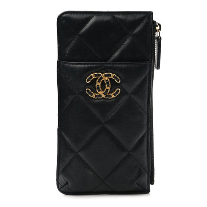 Chanel Lambskin Quilted Chanel 19 Phone and Card Holder Black 1 of 12