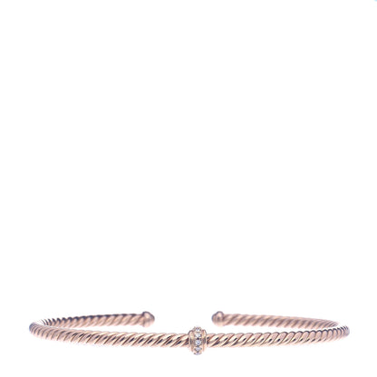 David Yurman 18K Rose Gold Diamond 3mm Renaissance Center Station Bracelet 1 of 5