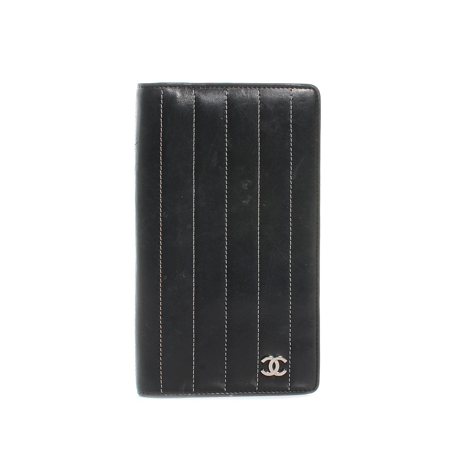 Chanel Lambskin Vertical Quilted Mademoiselle Yen Wallet Black 1 of 7