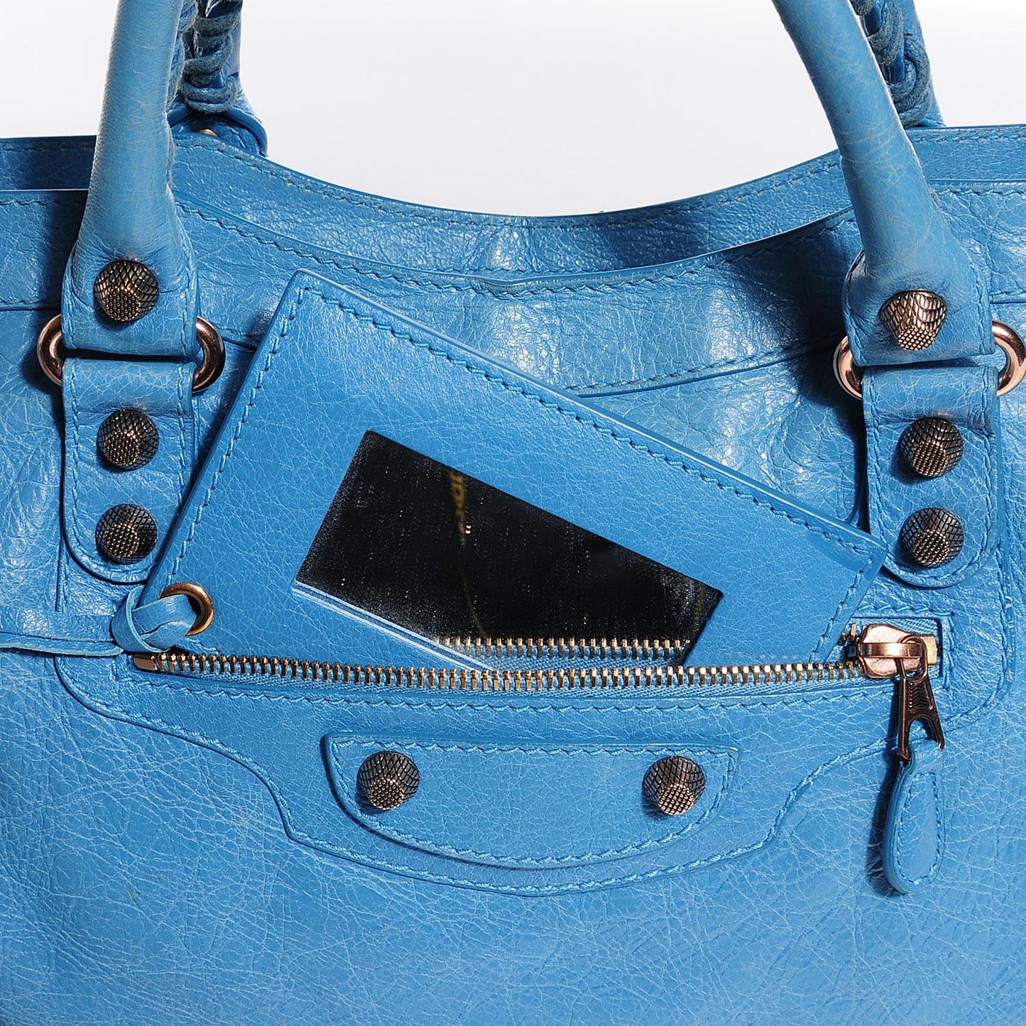 Agneau Giant 12 Rose Gold Hardware City Bleu Indigo