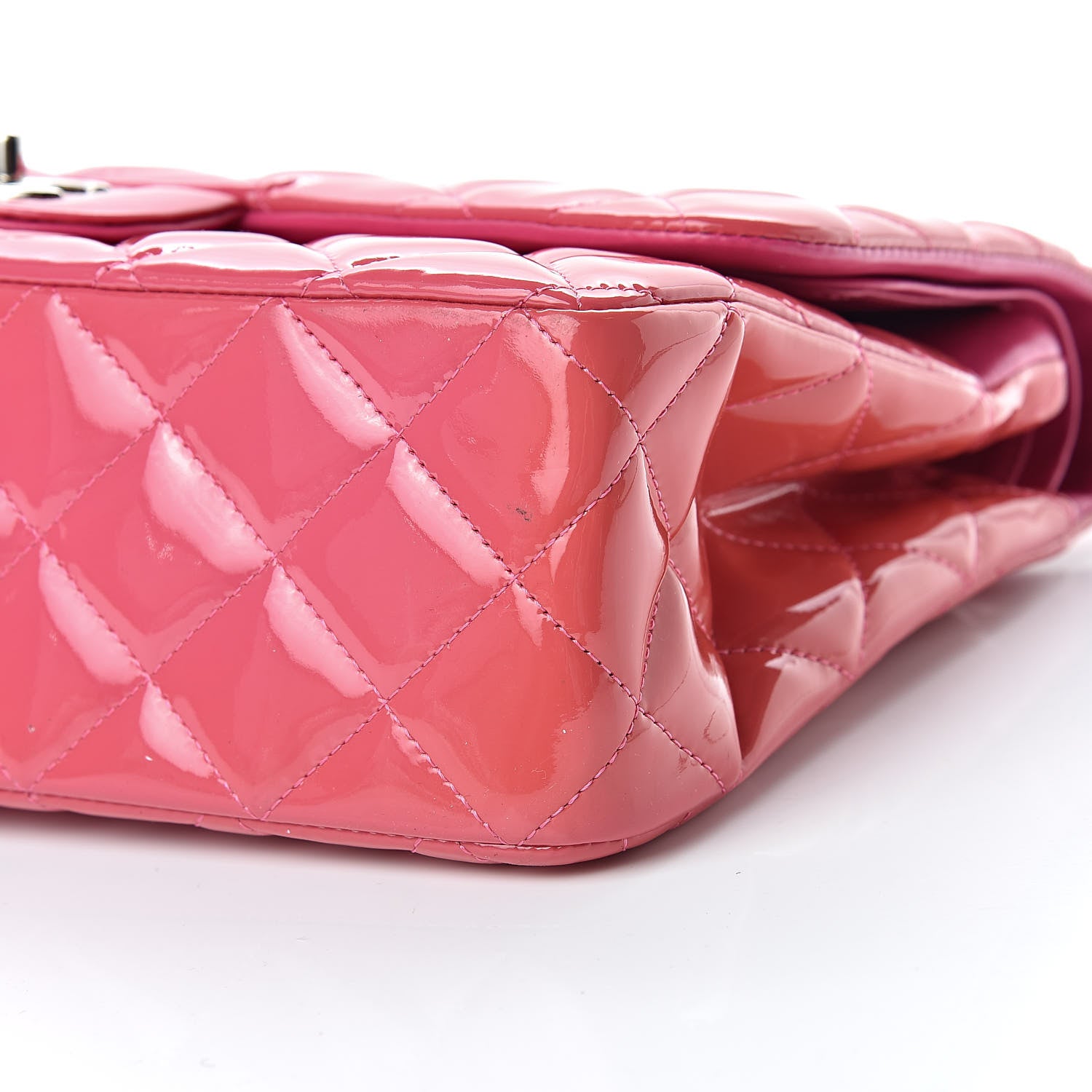 Chanel Patent Quilted Jumbo Double Flap Pink 10 of 16
