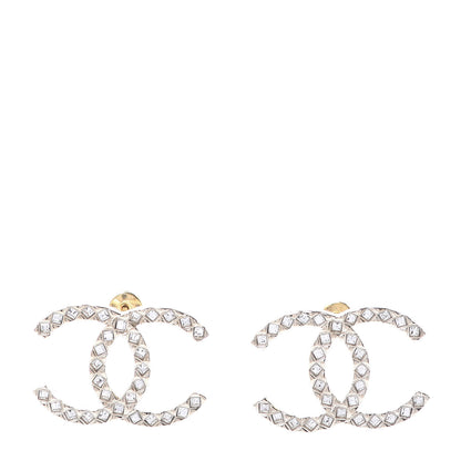 Chanel Baguette Crystal High Society CC Earrings Gold 1 of 5