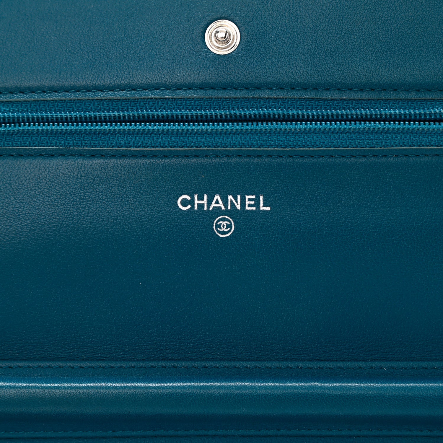 Chanel Patent CC Logo Wallet On Chain WOC Blue 5 of 11
