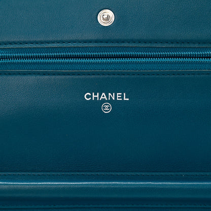 Chanel Patent CC Logo Wallet On Chain WOC Blue 5 of 11