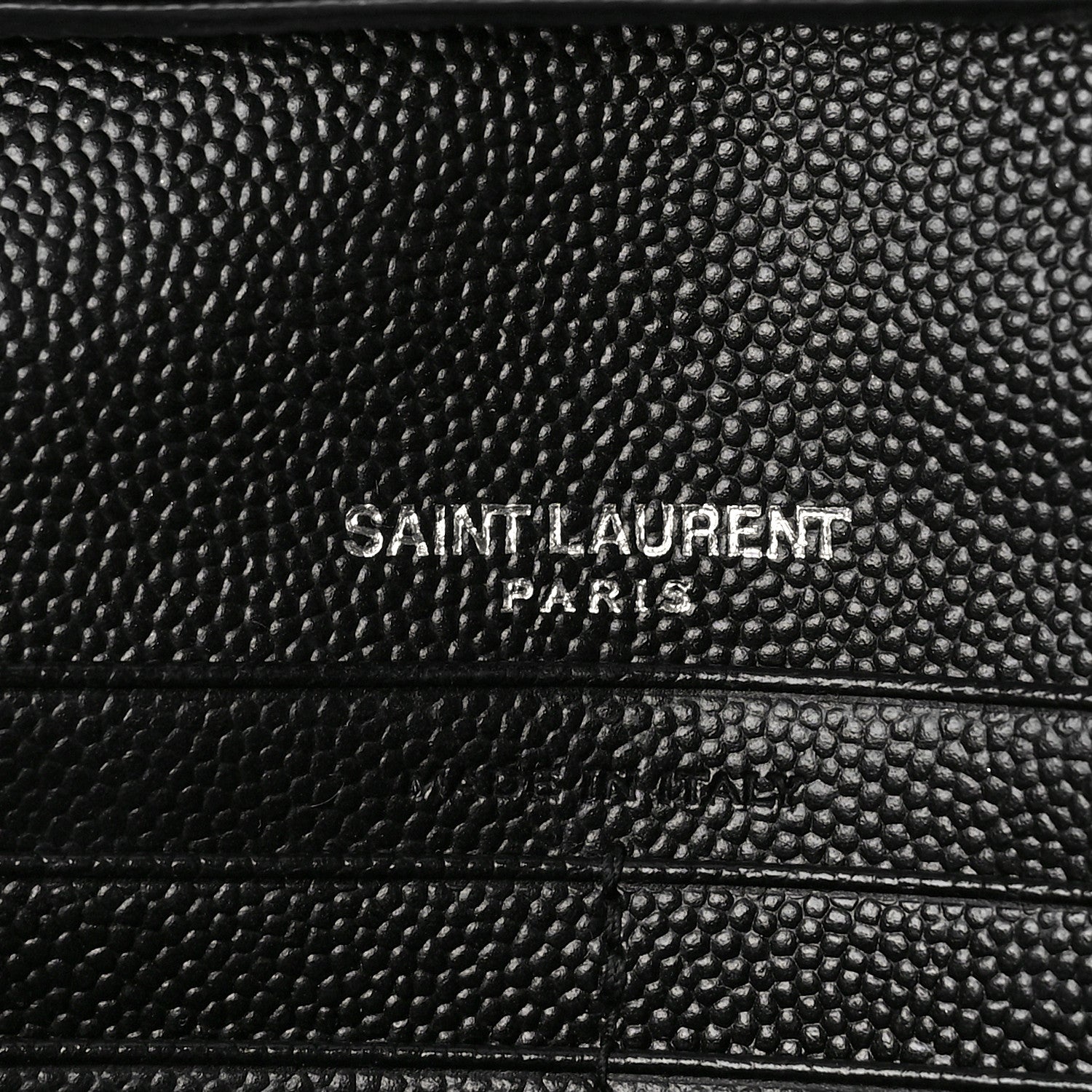Saint Laurent Grain De Poudre Matelasse Chevron Monogram Chain Wallet Black 6 of 9