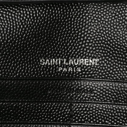 Saint Laurent Grain De Poudre Matelasse Chevron Monogram Chain Wallet Black 6 of 9