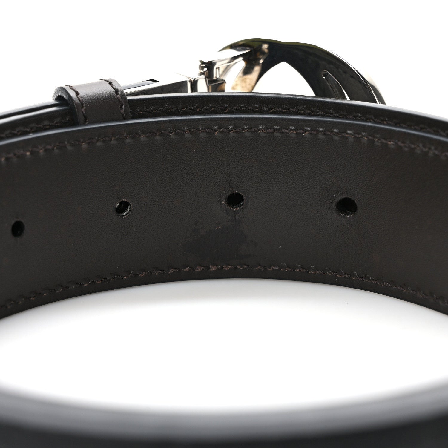 Gucci Guccissima Signature Interlocking G Reversible 37mm Belt 95/38 Black Cocoa 4 of 5