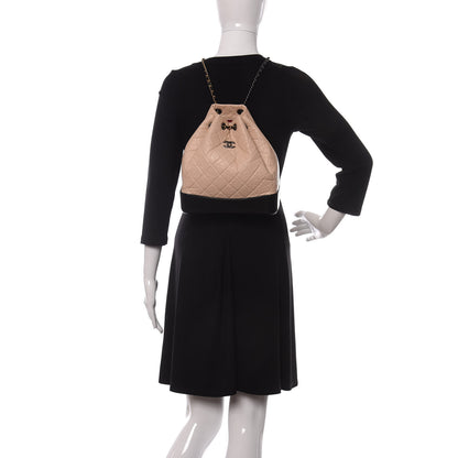 Chanel Aged Calfskin Quilted Small Gabrielle Backpack Beige Black 2 of 10