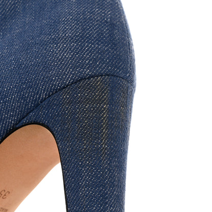 Chanel Denim Grosgrain Cap Toe Short Boots 35 Blue 9 of 9