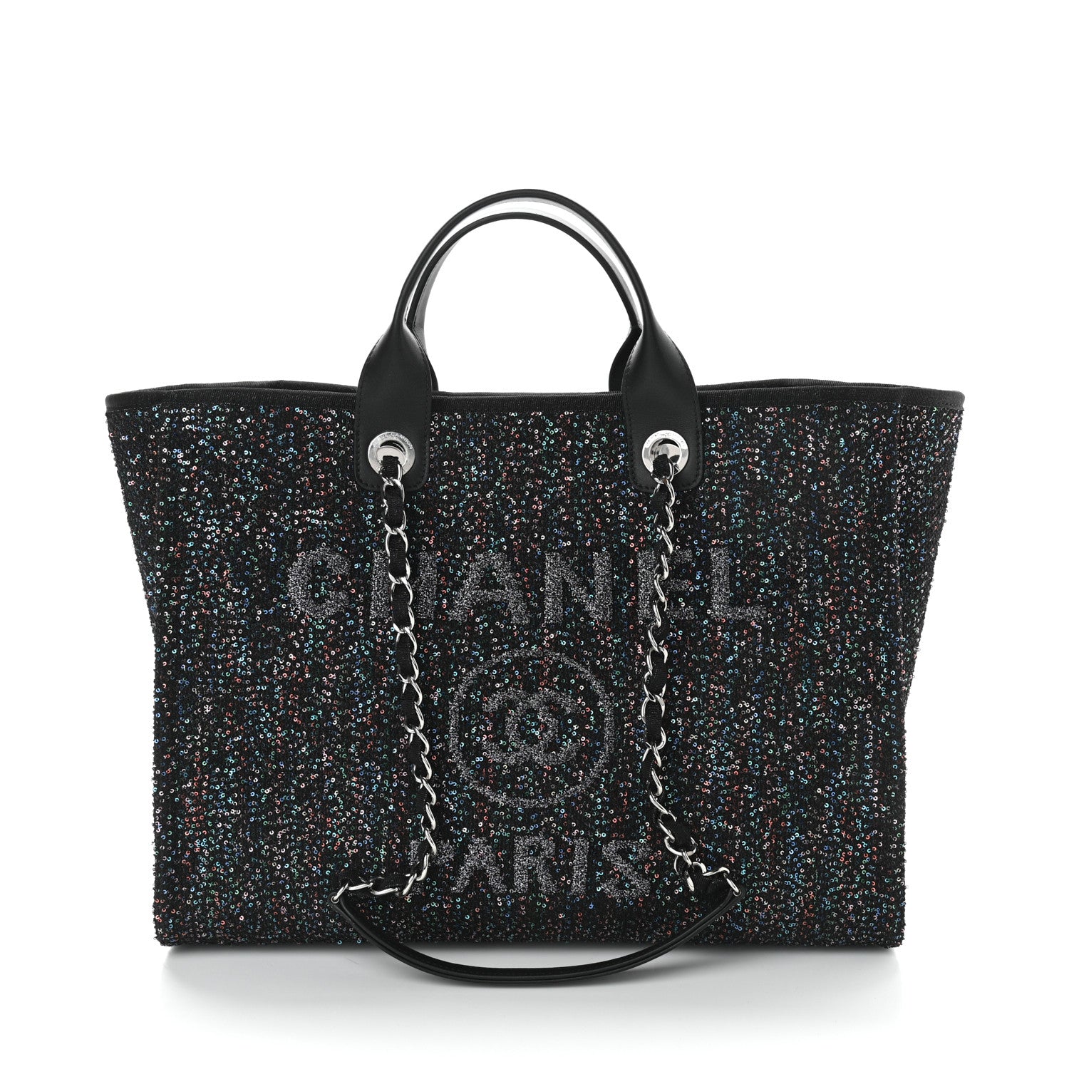 Chanel Calfskin Sequin Medium Deauville Tote Black 8 of 11