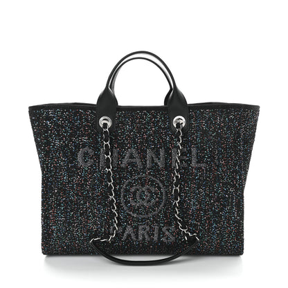 Chanel Calfskin Sequin Medium Deauville Tote Black 8 of 11