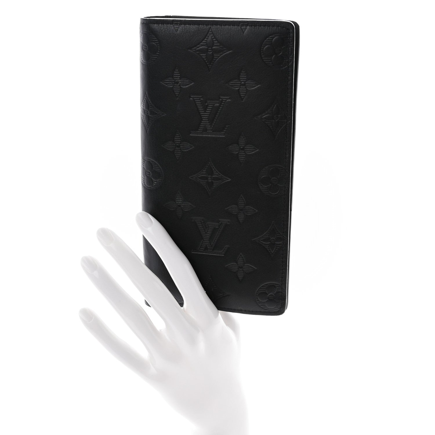 Louis Vuitton Calfskin Monogram Shadow Brazza Wallet Black 2 of 9