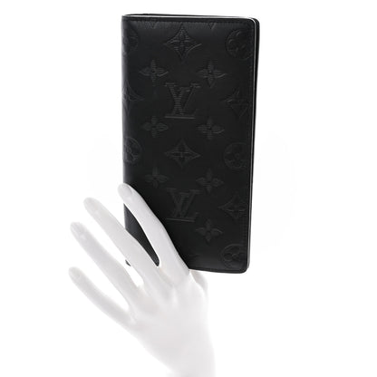 Louis Vuitton Calfskin Monogram Shadow Brazza Wallet Black 2 of 9