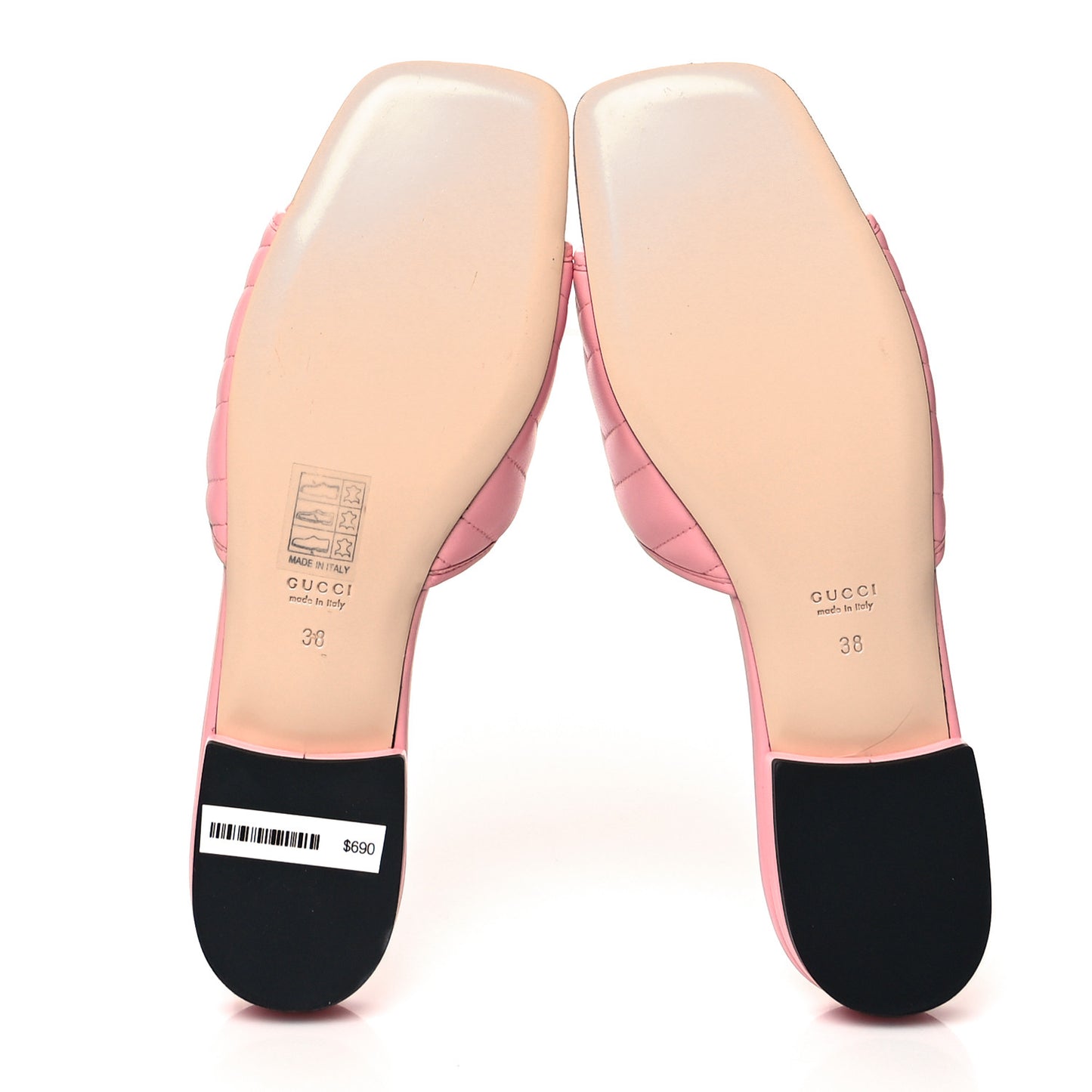 Nappa Matelasse GG Marmont Flat Slide Sandals 38 Wild Rose