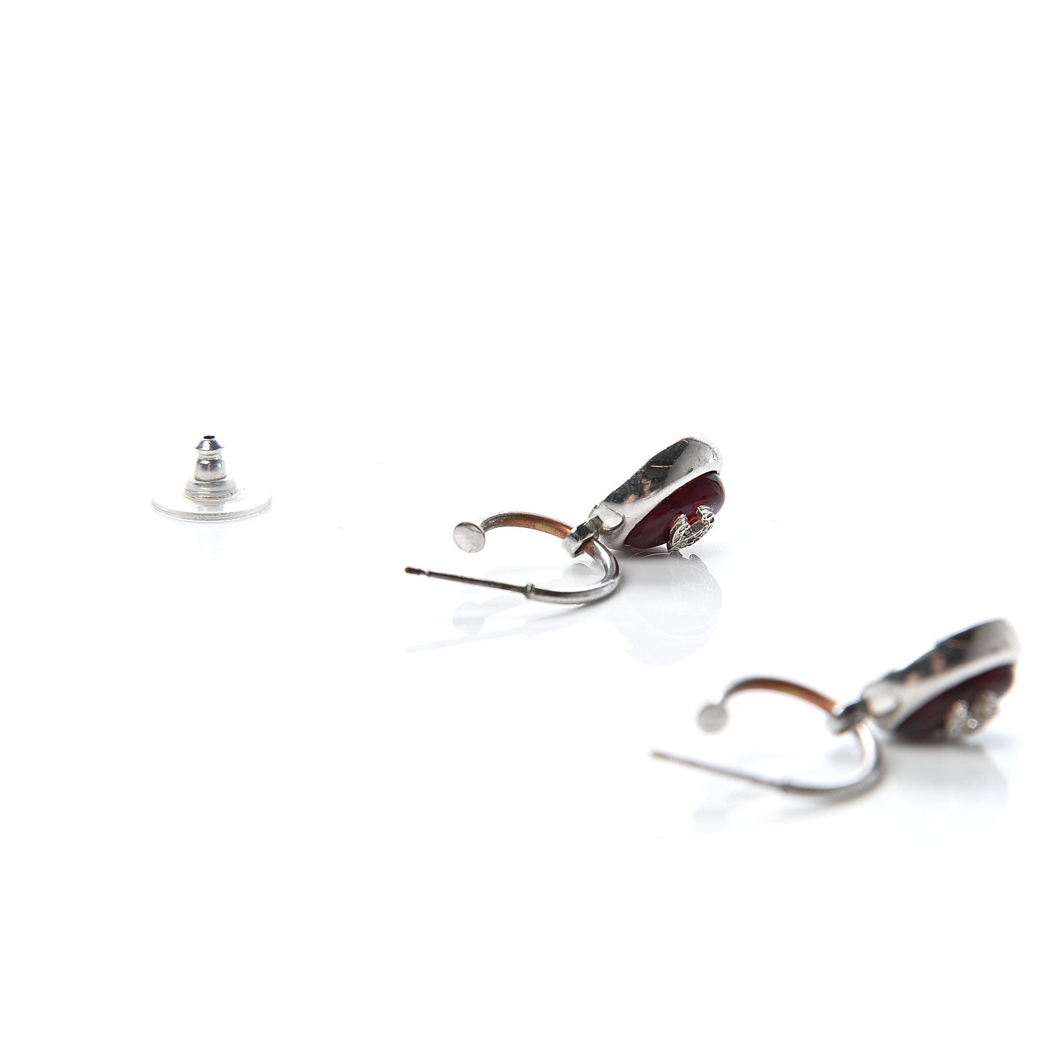 Chanel Gripoix Poured Glass CC Dangle Earrings Silver 6 of 6