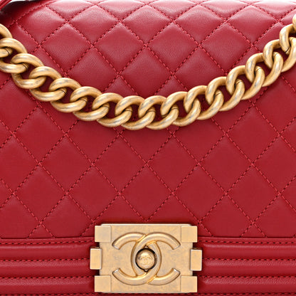 Chanel Lambskin Quilted Medium Boy Flap Dark Red 8 of 11