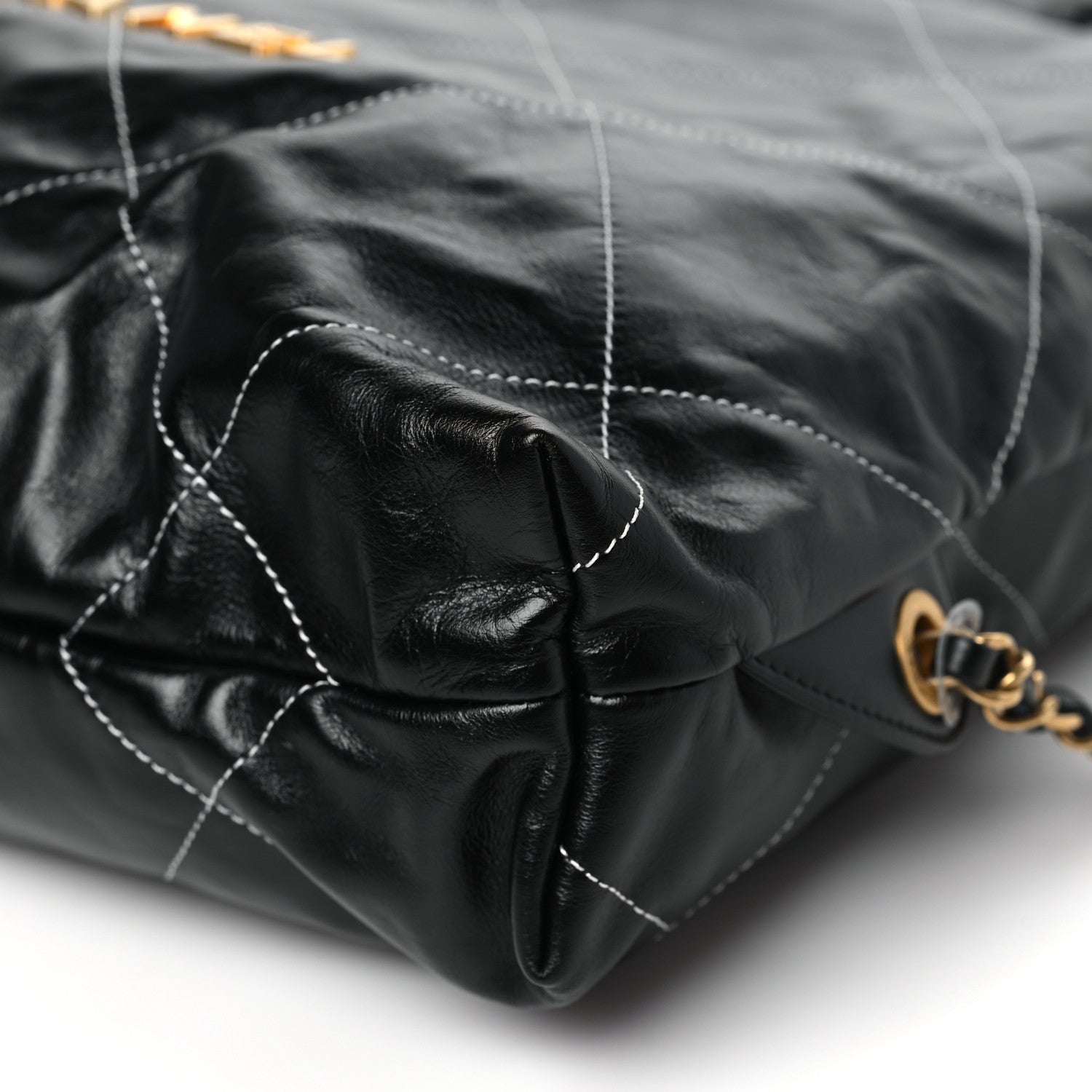 Chanel Shiny Calfskin Stitched Quilted Chanel 22 Backpack Black 10 of 11