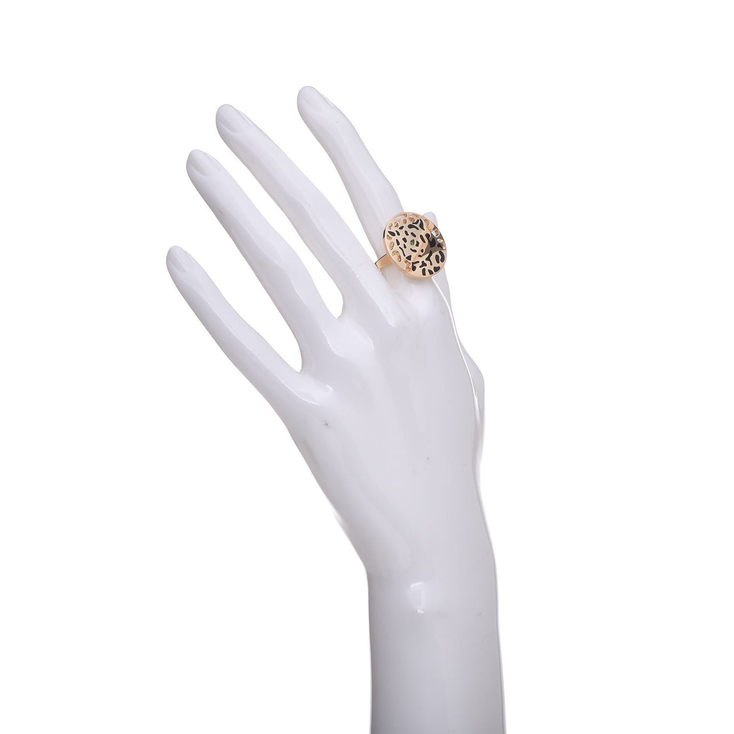 18K Yellow Gold Tsavorite Enamel Panthere De Cartier Ring 49 4.75