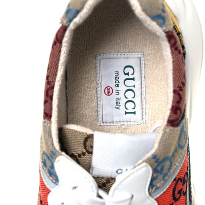 Gucci Monogram Multicolor Demetra Womens Rhyton Sneakers 39.5 Yellow Blue Great White Tabasco 5 of 8