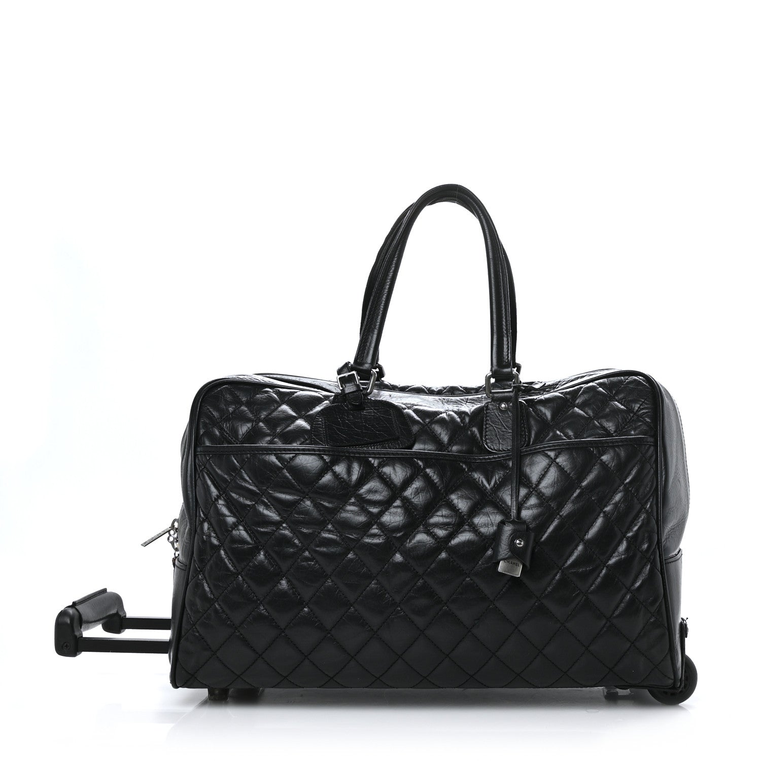 Chanel Aged Calfskin Nylon Duffel Trolley Black 1 of 13