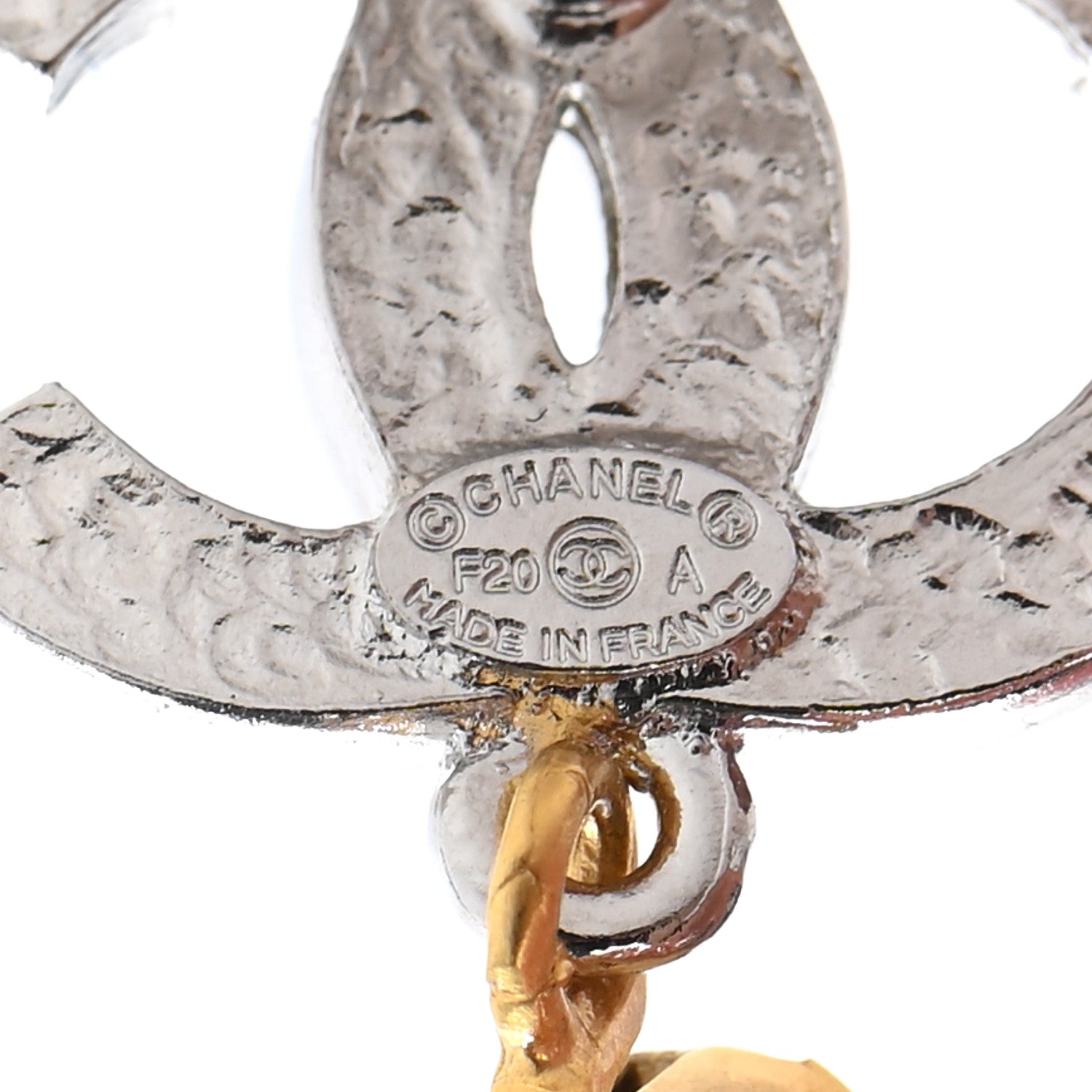 Chanel Crystal Star Drop CC Earrings Silver Gold 4 of 5