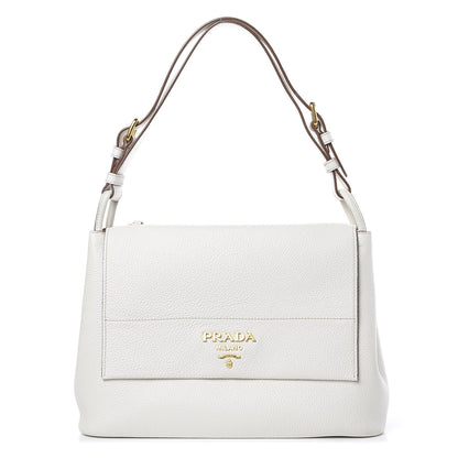 Prada Vitello Daino Flap Shoulder Bag Talco 1 of 10