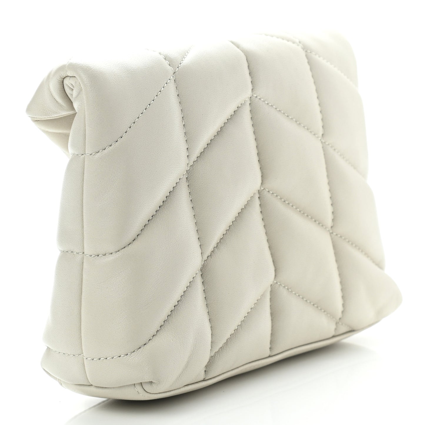 Lambskin Monogram Loulou Puffer Pouch Clutch Crema Soft