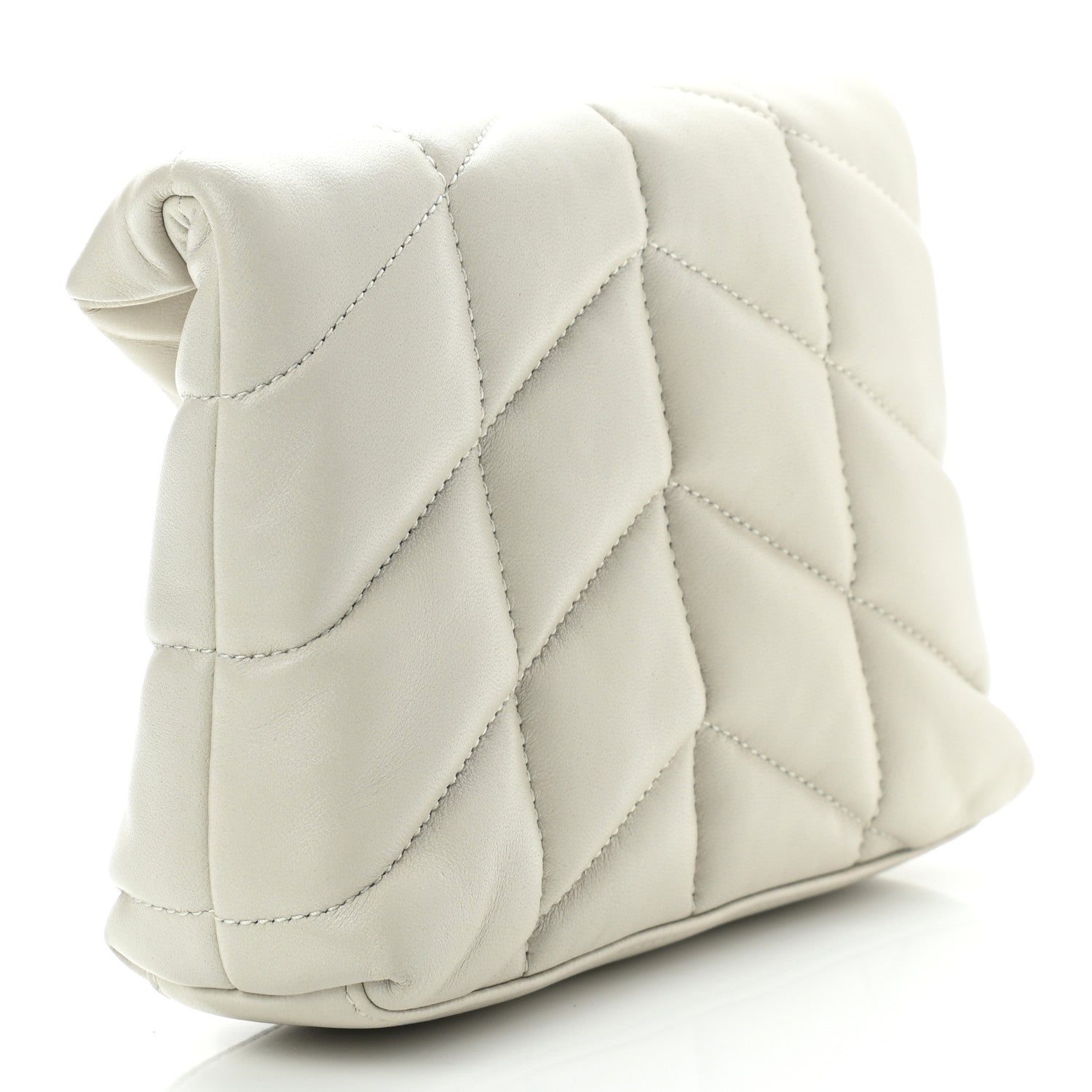 Saint Laurent Lambskin Monogram Loulou Puffer Pouch Clutch Crema Soft 3 of 7