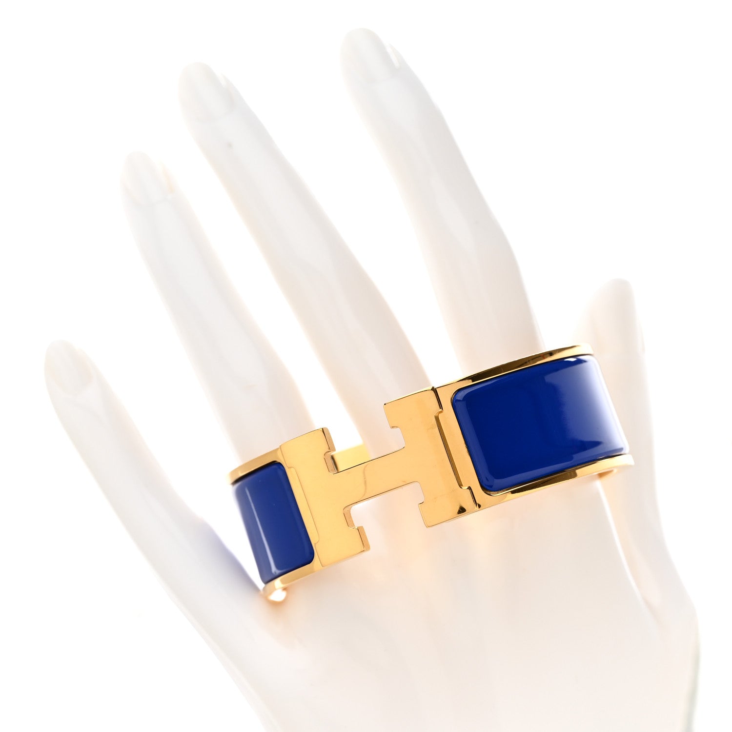 Hermes Enamel Wide Clic Clac H Bracelet PM Bleu Indigo 2 of 7
