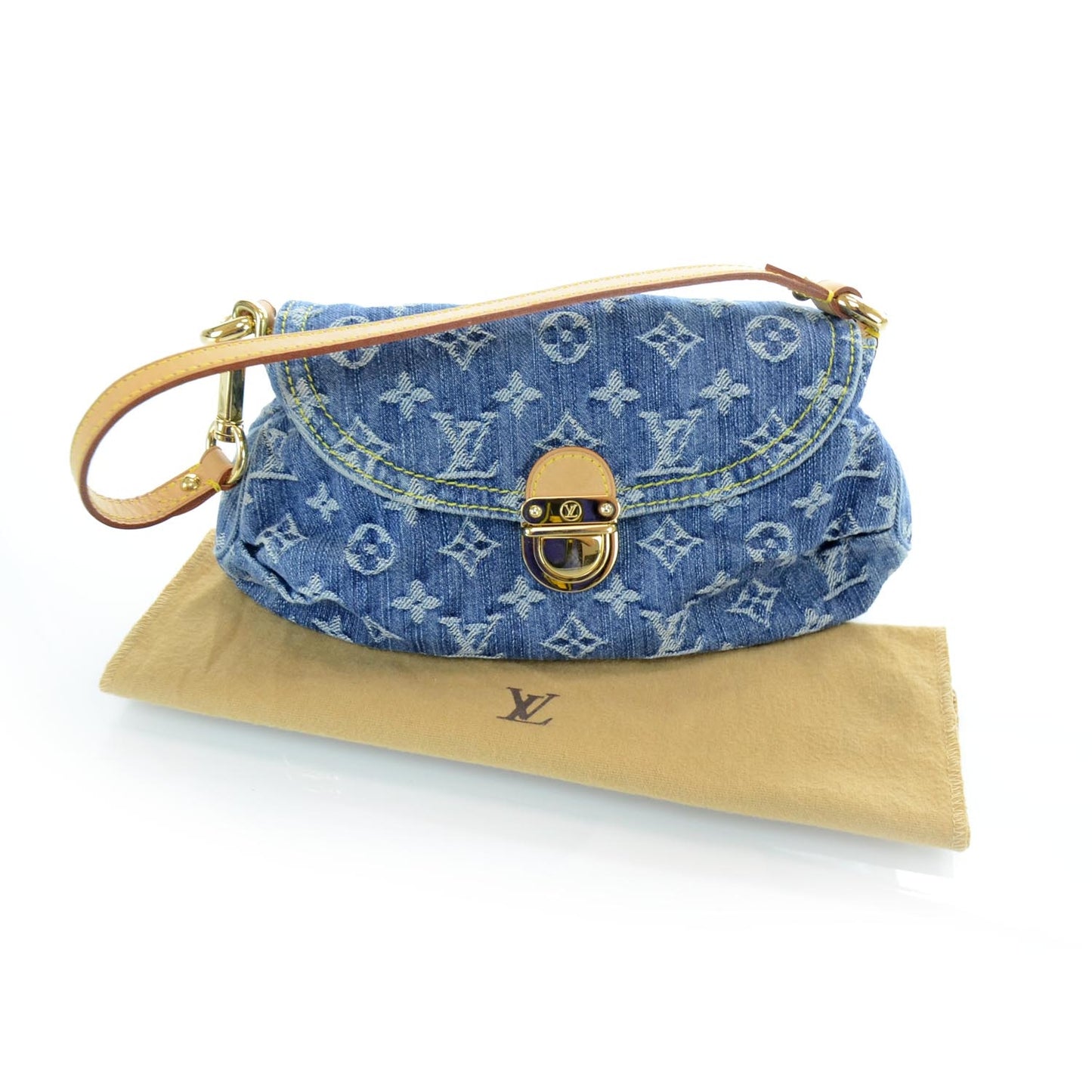 Monogram Denim Mini Pleaty Blue