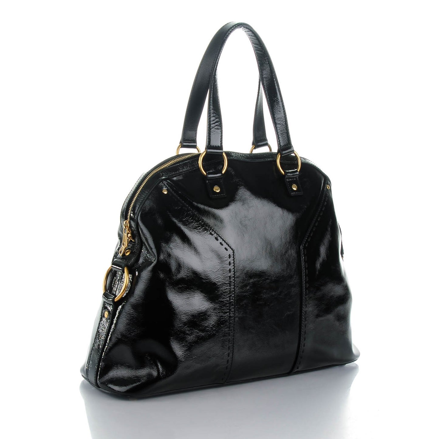 Patent Calfskin Oversized Muse Black