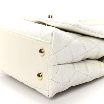 Chanel Iridescent Caviar Quilted Extra Mini Coco Handle Flap White 10 of 11