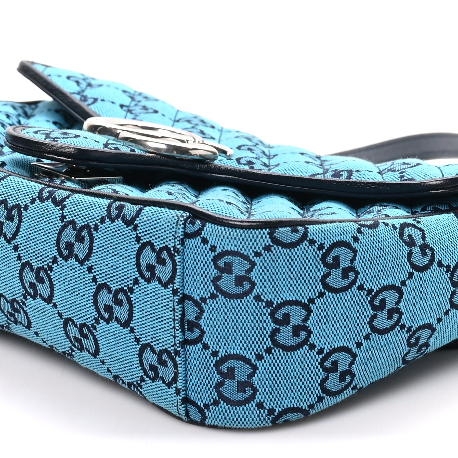Gucci Monogram Multicolor Matelasse Diagonal Small GG Marmont Shoulder Bag Light Blue 10 of 10