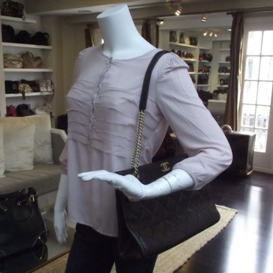 Caviar Quilted Shopping Tote Brown