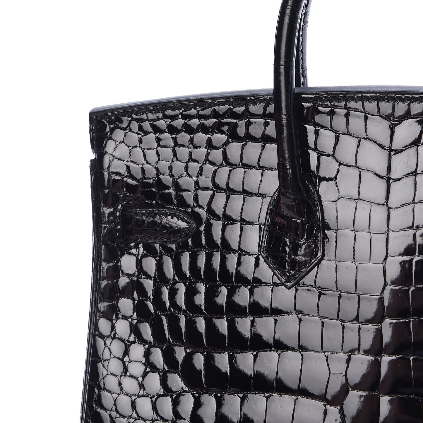 Shiny Porosus Crocodile Birkin 25 Black
