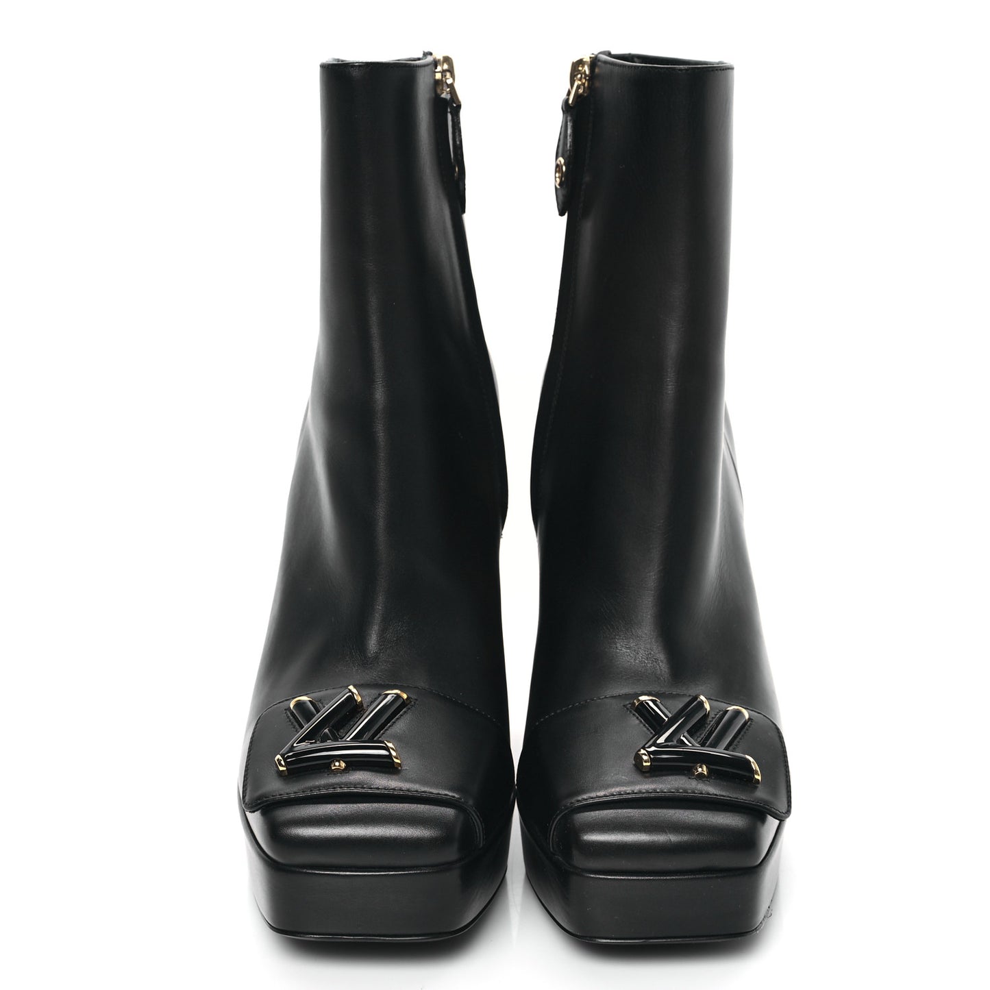 Calfskin Shake Platform Ankle Boots 38 Black