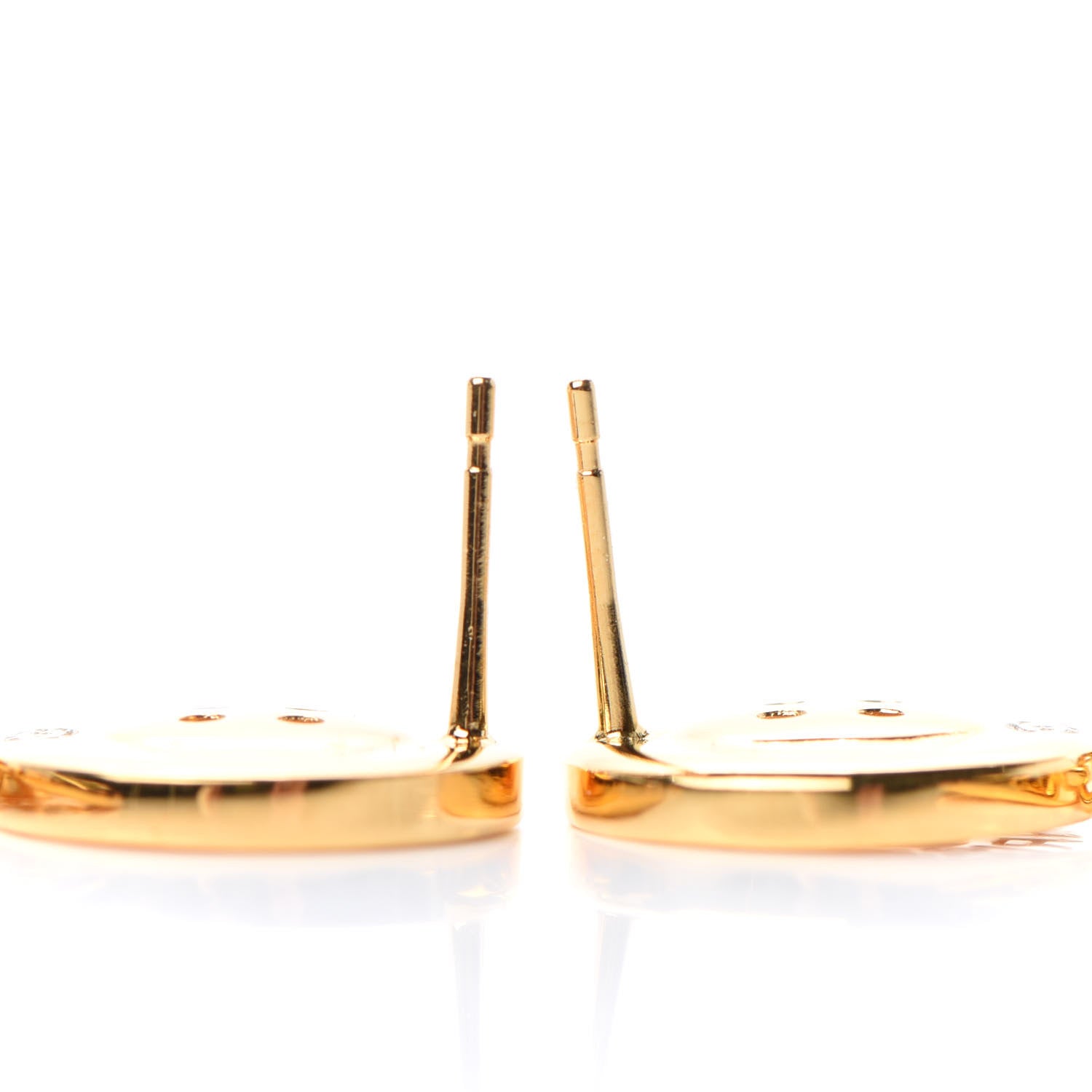 Chanel Metal Large Paris Button Earrings Gold 3 of 4