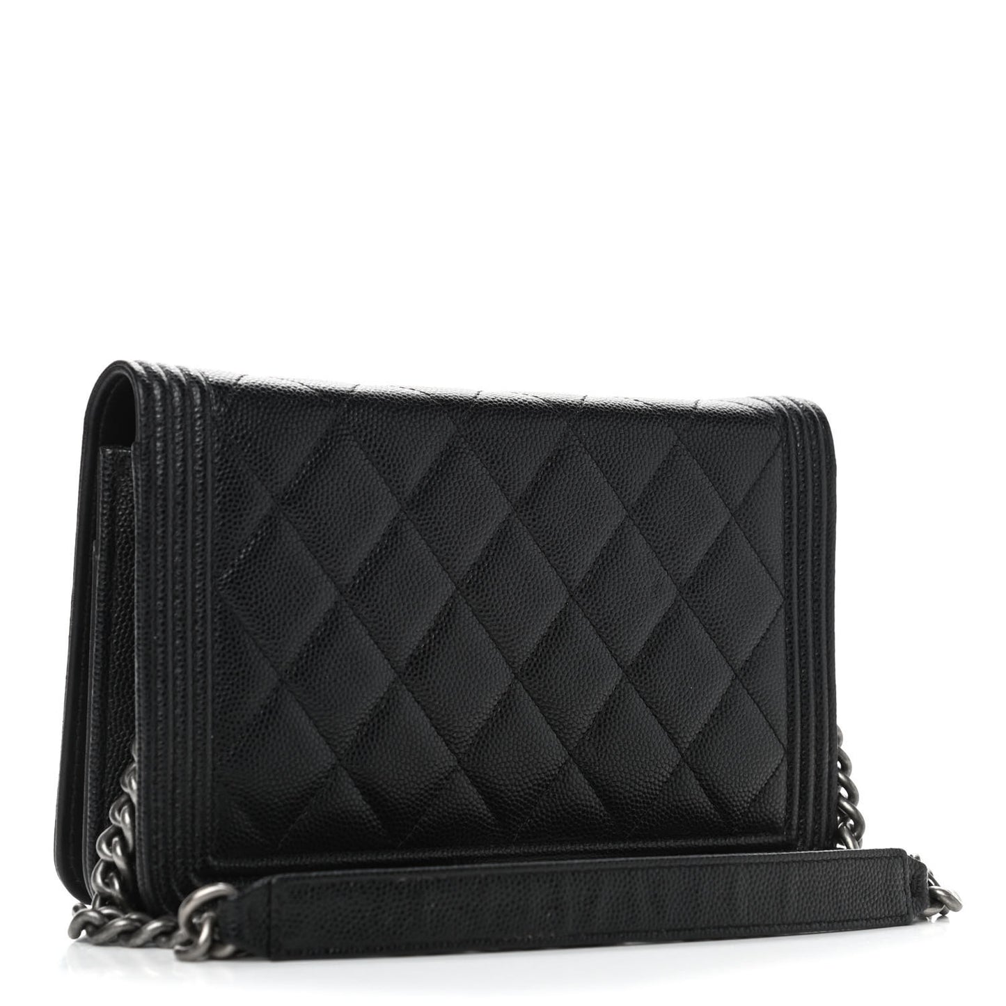 Caviar Quilted Boy Wallet On Chain WOC Black