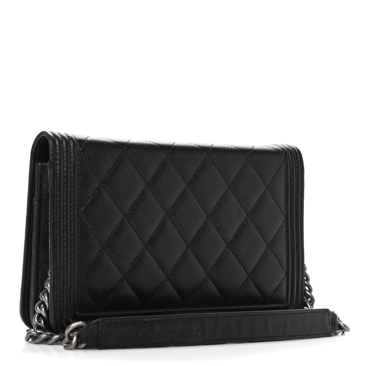 Chanel Caviar Quilted Boy Wallet On Chain WOC Black 2 of 5