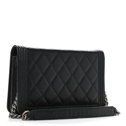 Chanel Caviar Quilted Boy Wallet On Chain WOC Black 2 of 5
