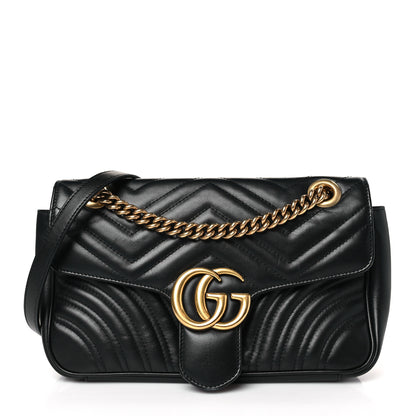 Gucci Calfskin Matelasse Small GG Marmont Shoulder Bag Black 1 of 8