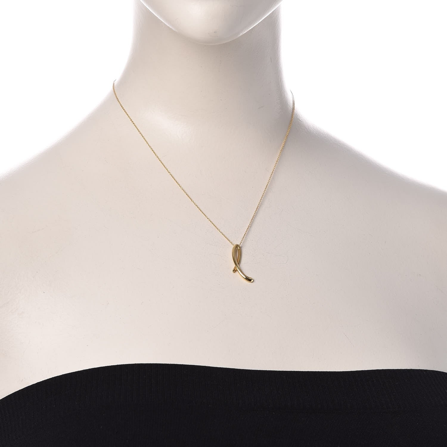 Tiffany 18K Yellow Gold Elsa Peretti Letter L Pendant Necklace 2 of 8