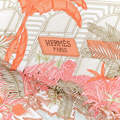 Hermes Silk Faubourg Tropical Scarf 90 Orange Kaki Saumon 2 of 4
