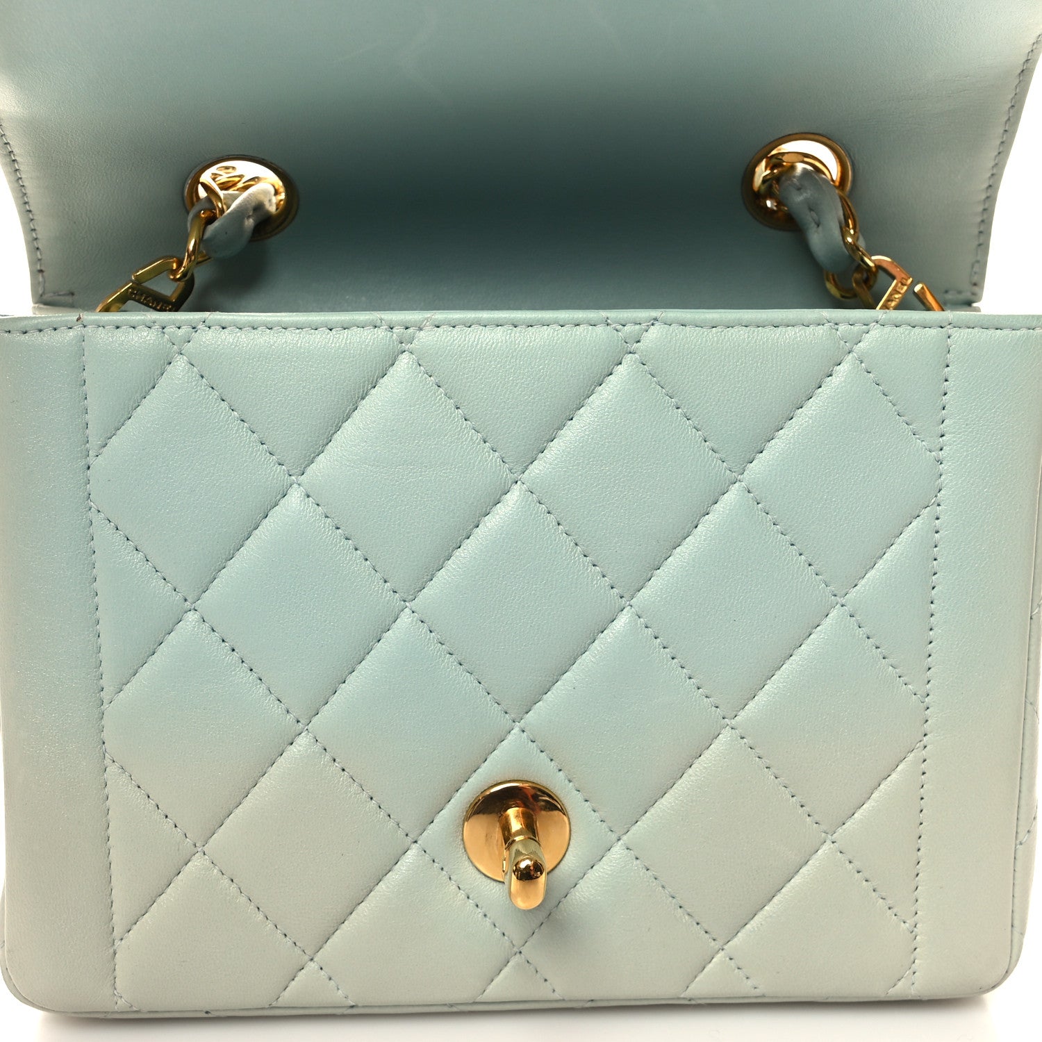 Chanel Lambskin Quilted Mini Square Flap Light Blue 13 of 13