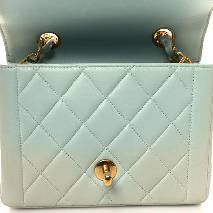 Chanel Lambskin Quilted Mini Square Flap Light Blue 13 of 13