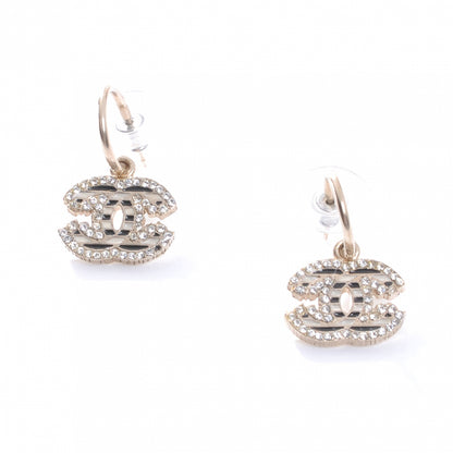 Chanel Crystal CC Enamel Striped Dangle Earrings Gold 1 of 5