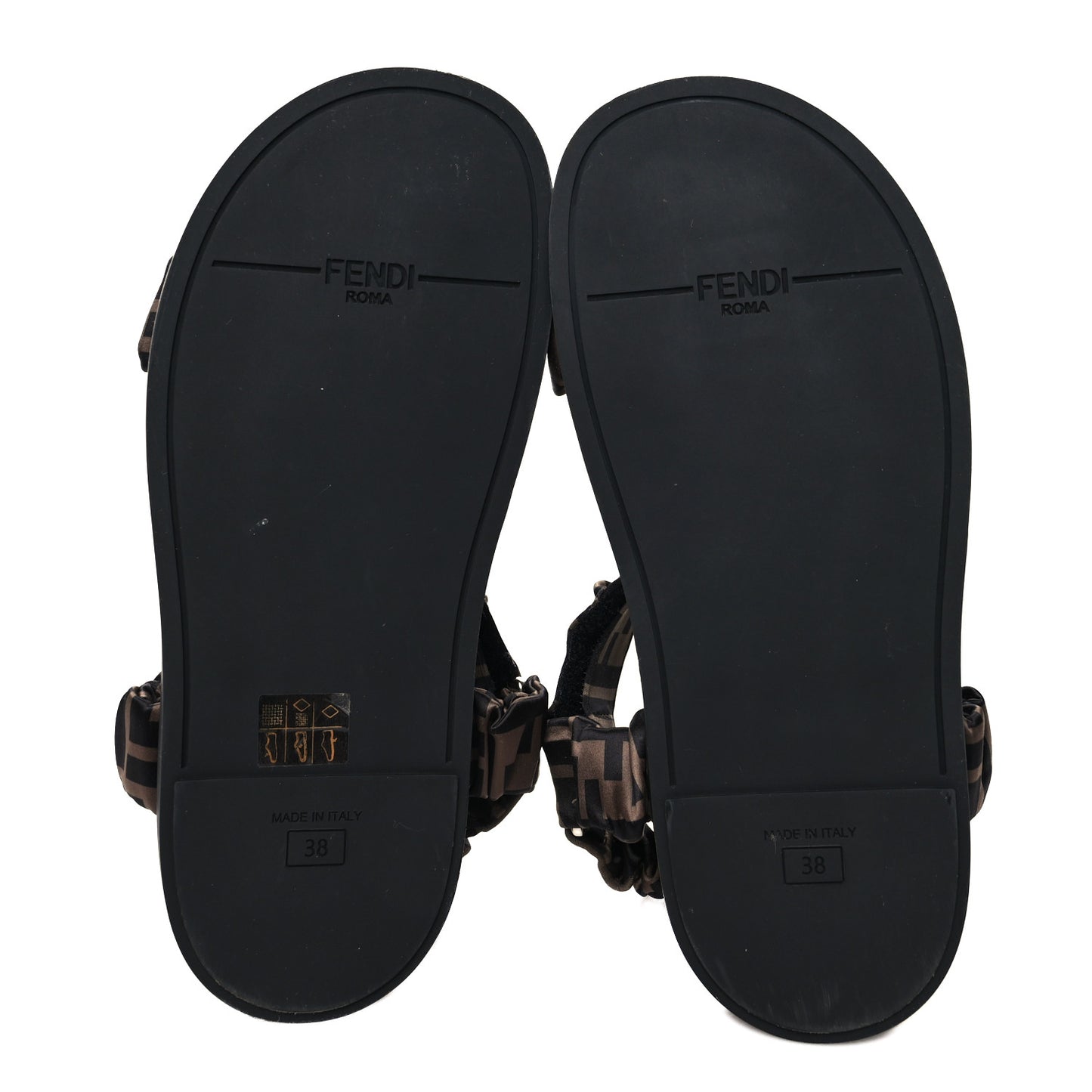 Satin FF Ruched Sandals 38 Tobacco Black