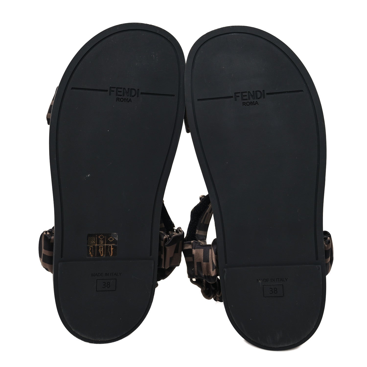 Fendi Satin FF Ruched Sandals 38 Tobacco Black 5 of 8