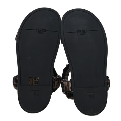 Fendi Satin FF Ruched Sandals 38 Tobacco Black 5 of 8